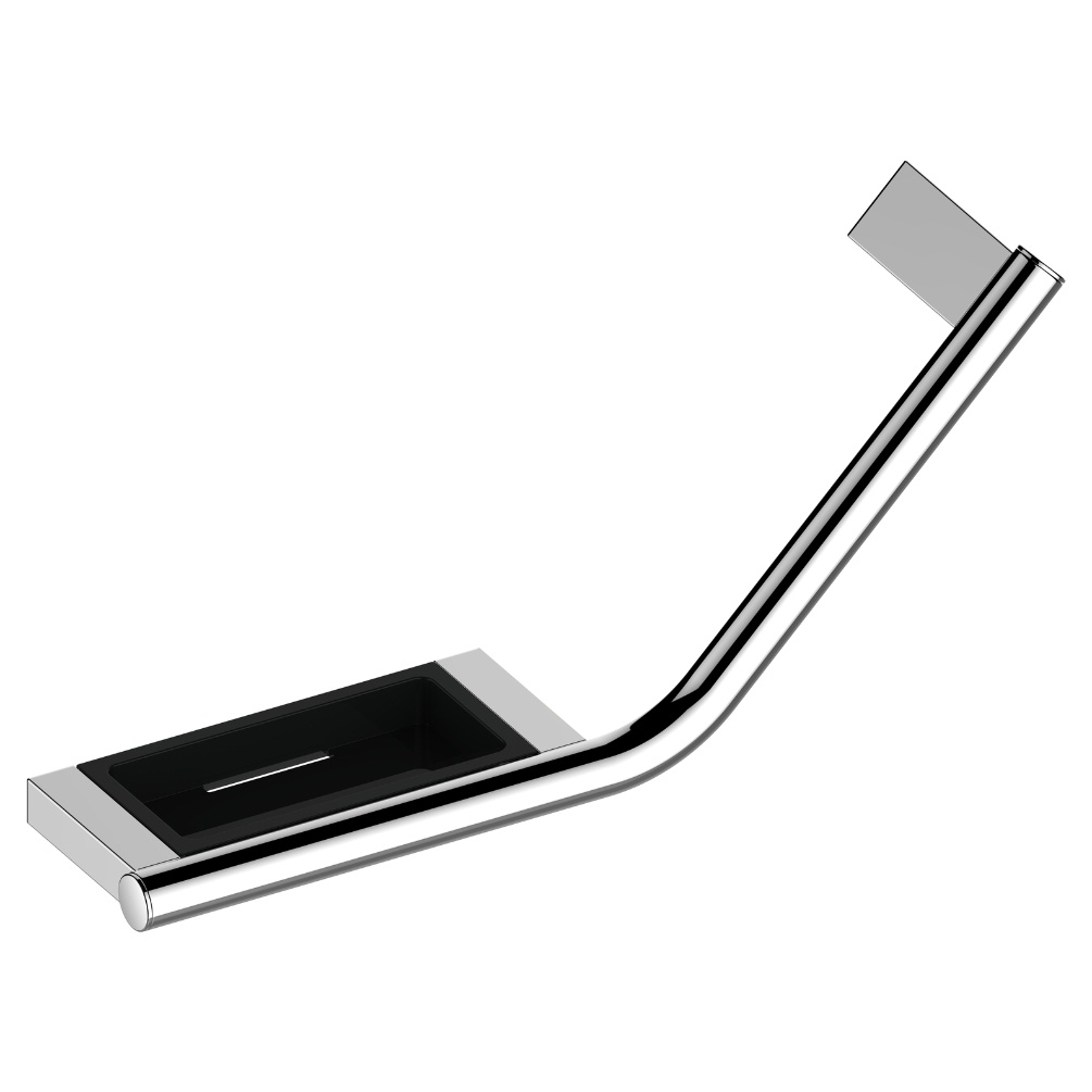 Product Cut out image of the Keuco Plan Angled Grab Rail with Soap Dish 14909 011037