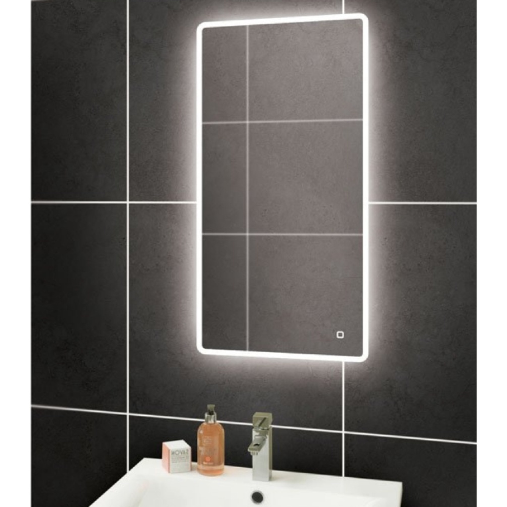 Close up product image of the HIB Vega 400mm Charging LED Bathroom Mirror