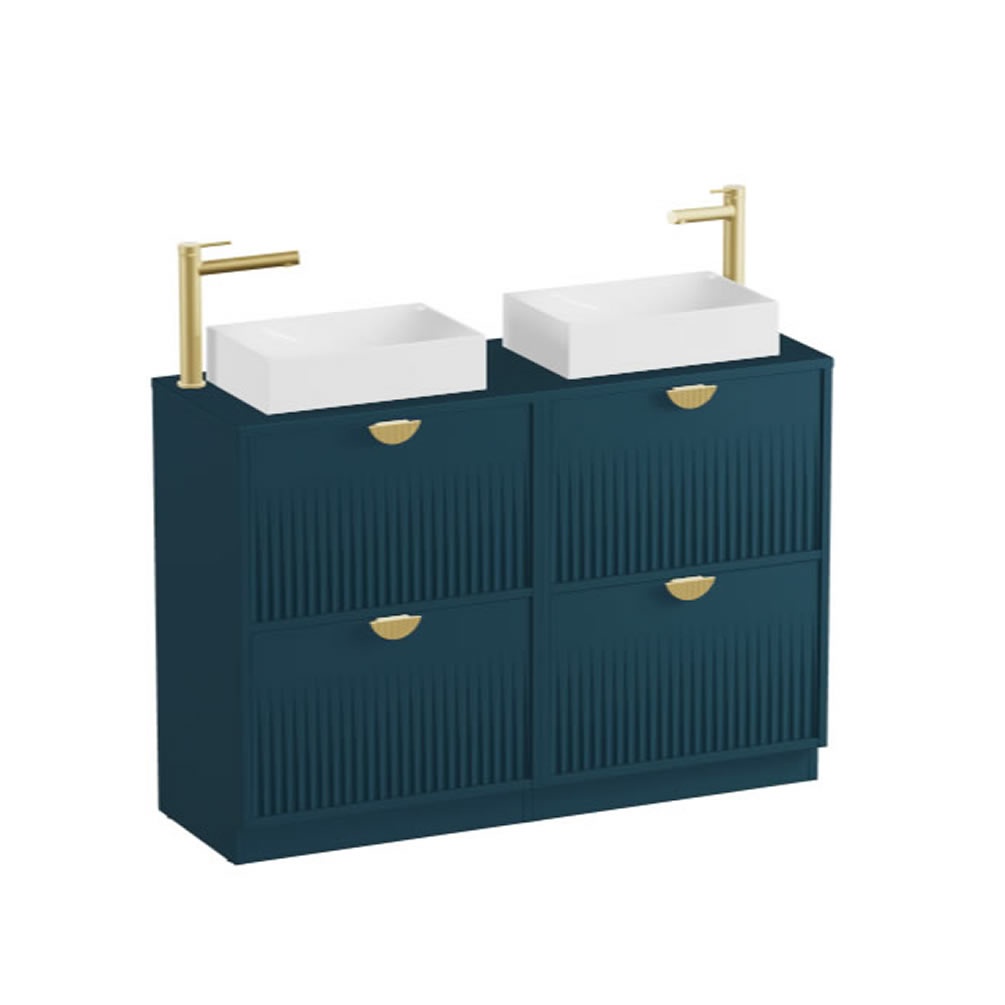 Vado Safari Fluted 1200mm Atlantic Blue Floorstanding Vanity Unit & Worktop