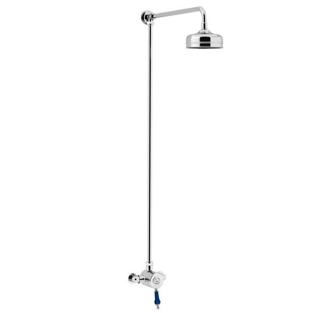 Photo of Heritage Glastonbury Exposed Shower With Midnight Blue Handle & Premium Fixed Riser Kit