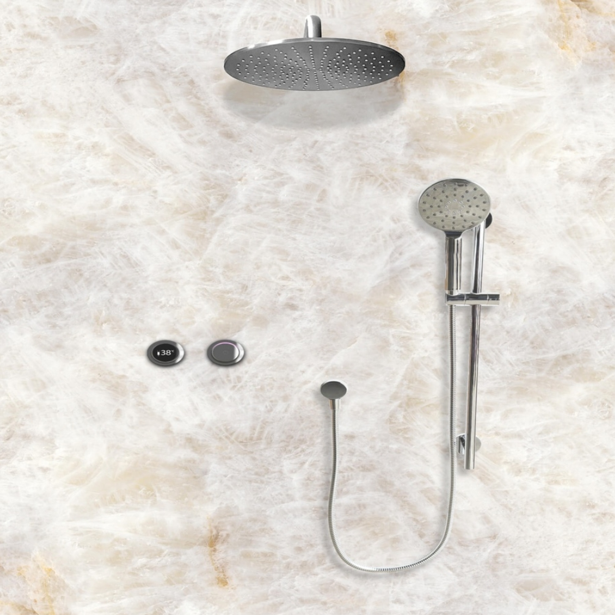 TED TOGO Chrome Dual Outlet Digital Slide Rail Shower Set