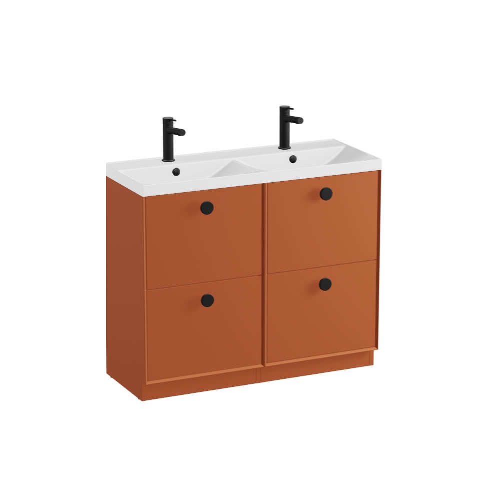 Vado Safari Smooth 1000mm Terracotta Floor Mounted Vanity Unit & Gloss Basin