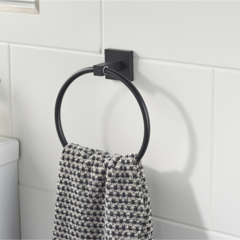 Bristan Square Black Towel Ring Sanctuary Bathrooms