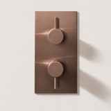 close up of image of jtp vos brushed bronze 1 outlet 2 handle shower valve