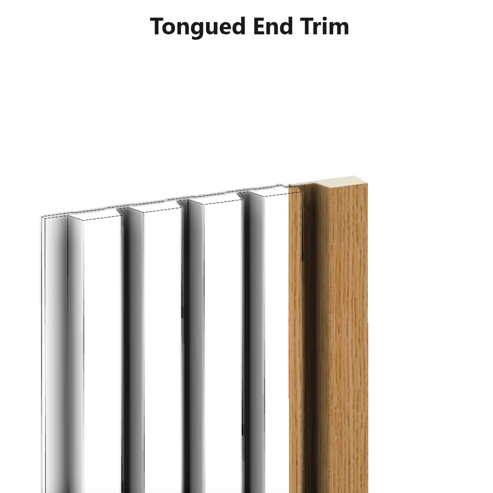 Product cut out image and illustration of Camden Oak Slatted Waterproof Tongued End Cap SAN112