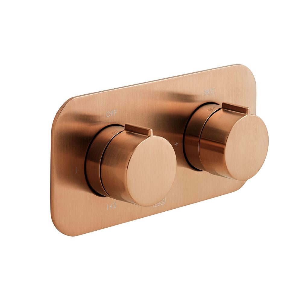 Cutout image of Vado Individual Altitude Brushed Bronze Dual Outlet Thermostatic Shower Valve Horizontal