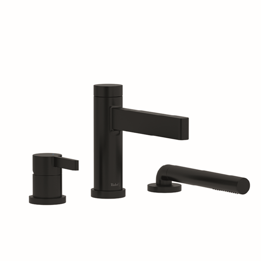 Photo of the Riobel Paradox Deck Mounted Bath Shower Mixer in Black