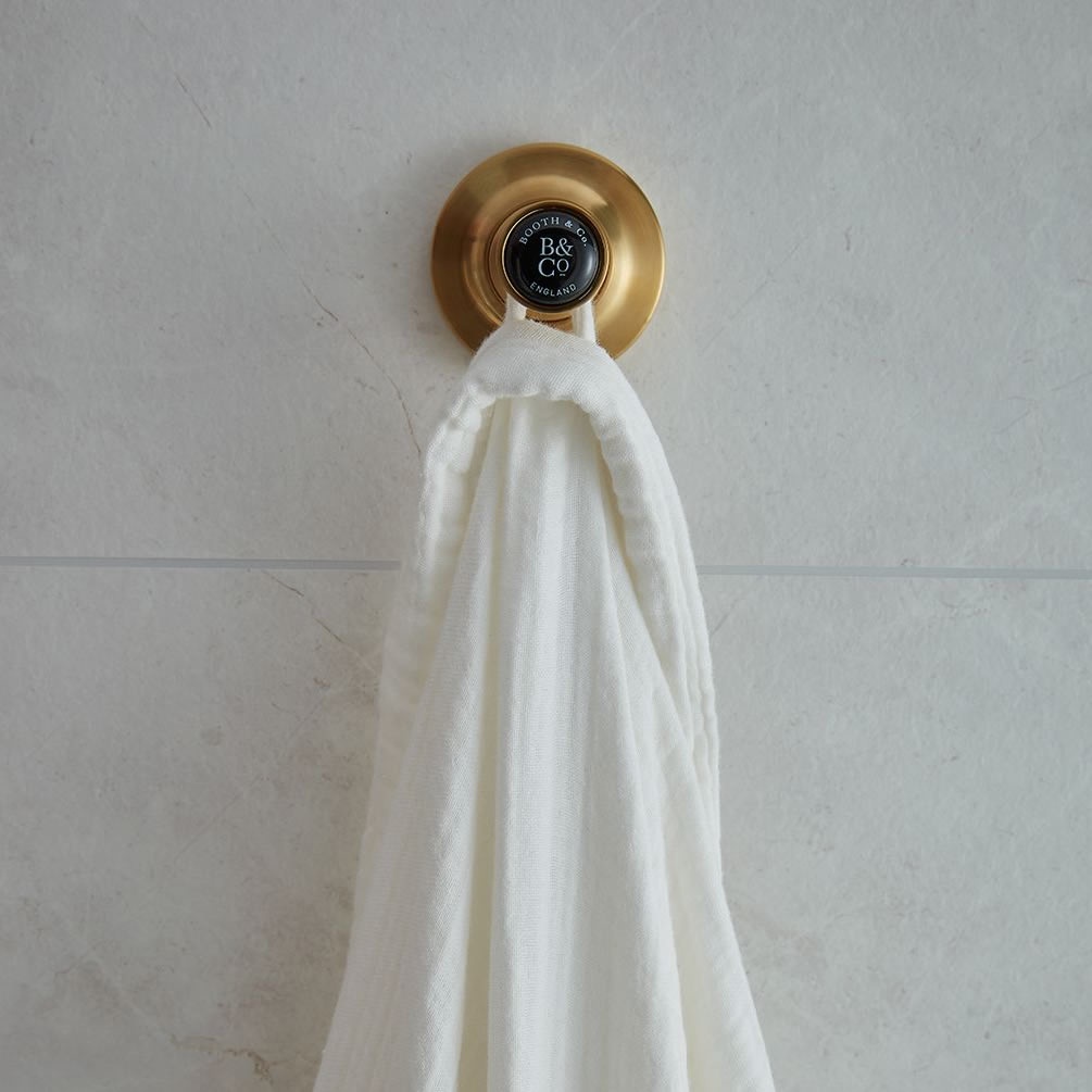 Booth & Co. Axbridge Brushed Brass/Black Robe Hook - Lifestyle Image 1