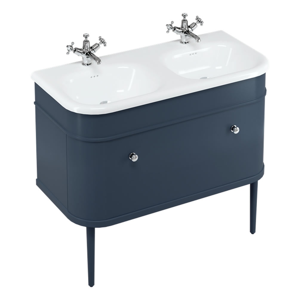 Burlington Chalfont 1000mm Double Basin With Blue Unit & Legs