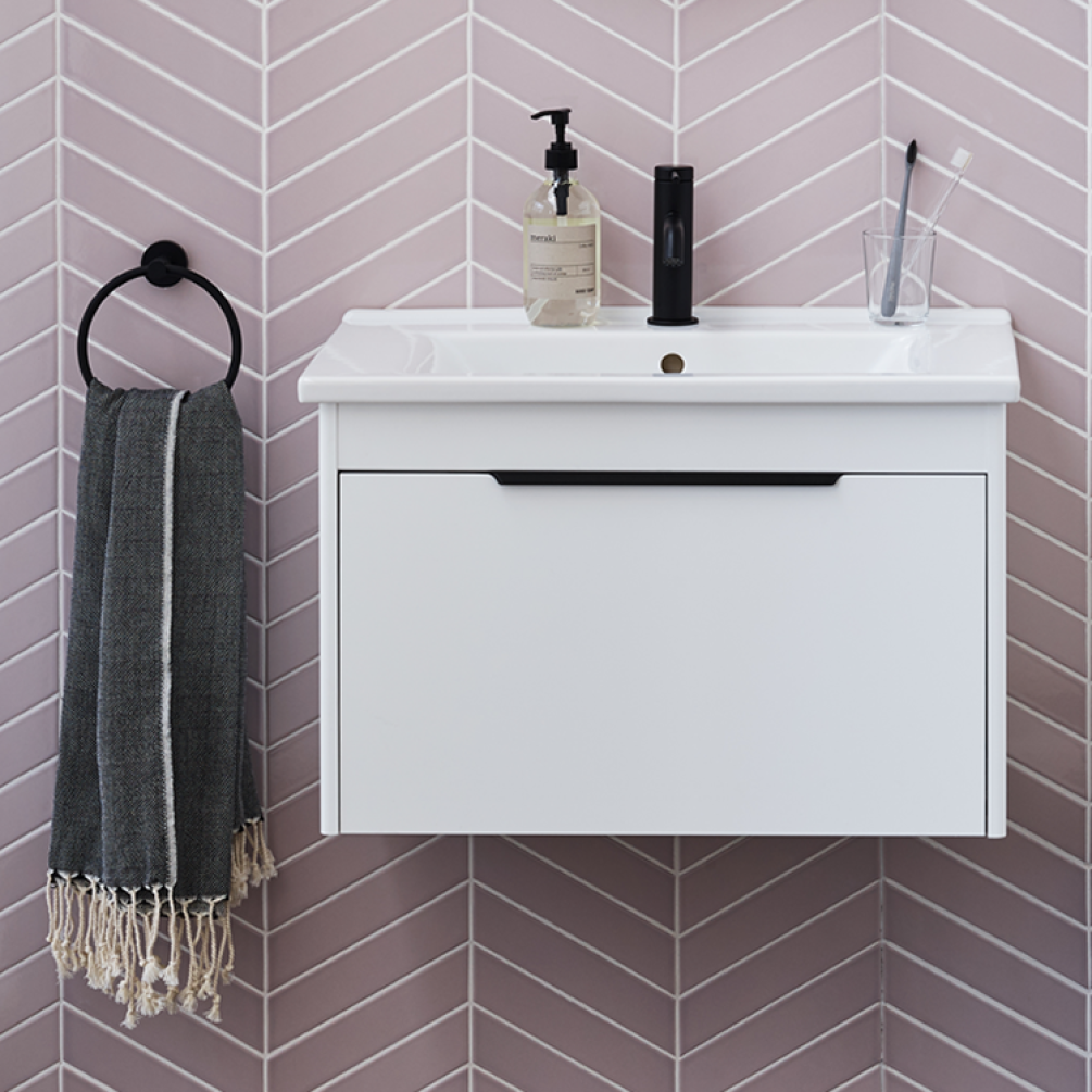 Photo of Britton Bathrooms Shoreditch 650mm Matt White Single Drawer Unit & Basin