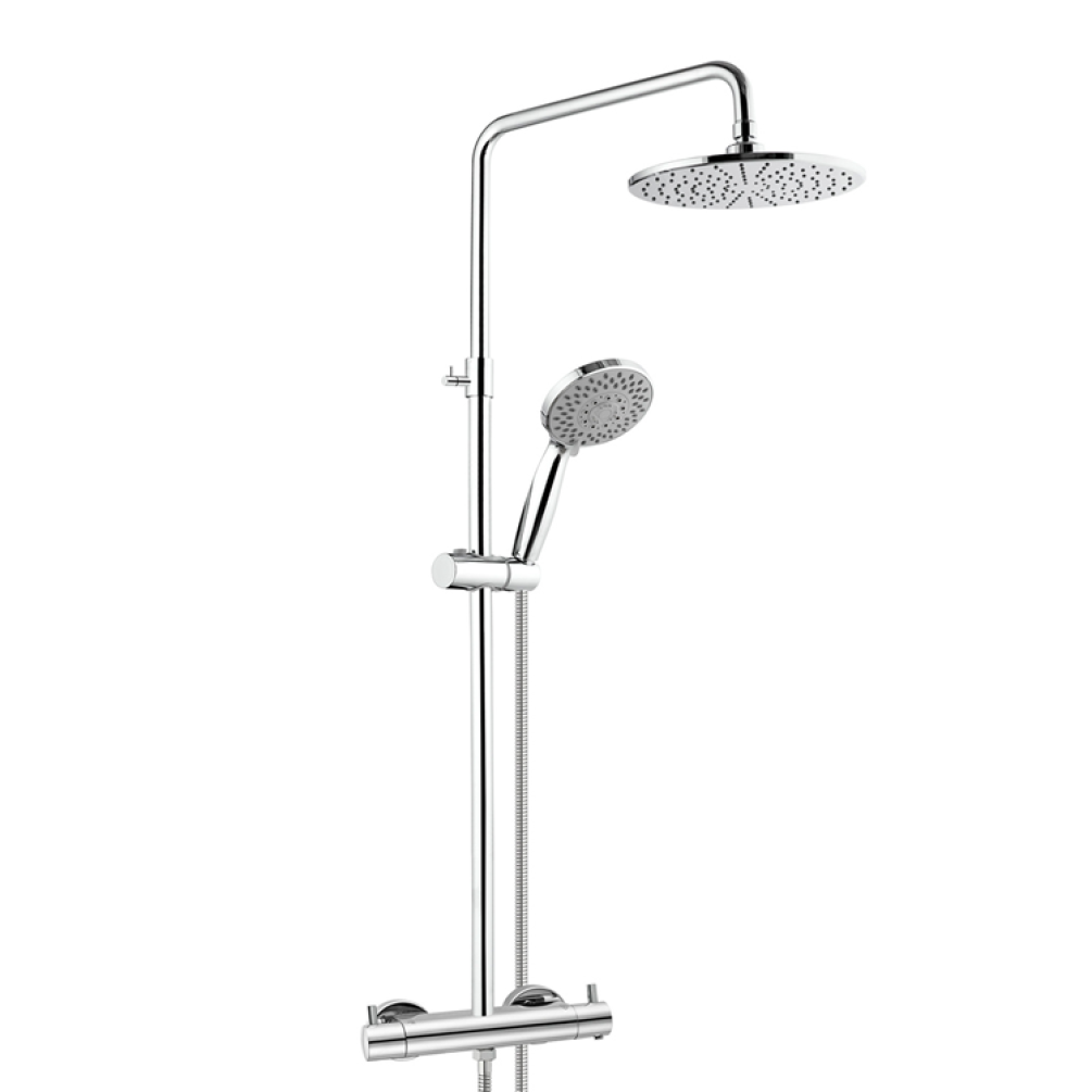 Photo of JTP Florence Chrome Thermostatic Bar Valve with Adjustable Riser Rail & Kit Cutout