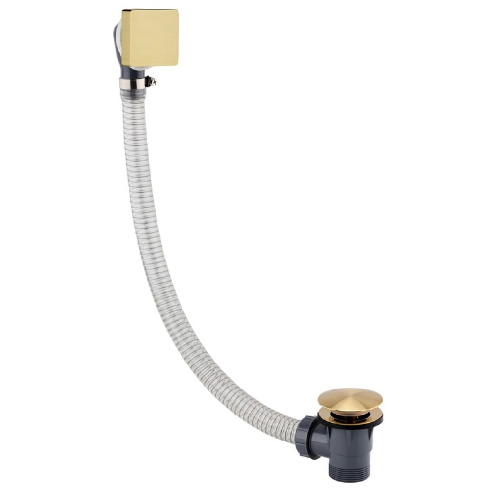 Cutout image of JTP Hix Brushed Brass Square Click-Clack Bath Waste
