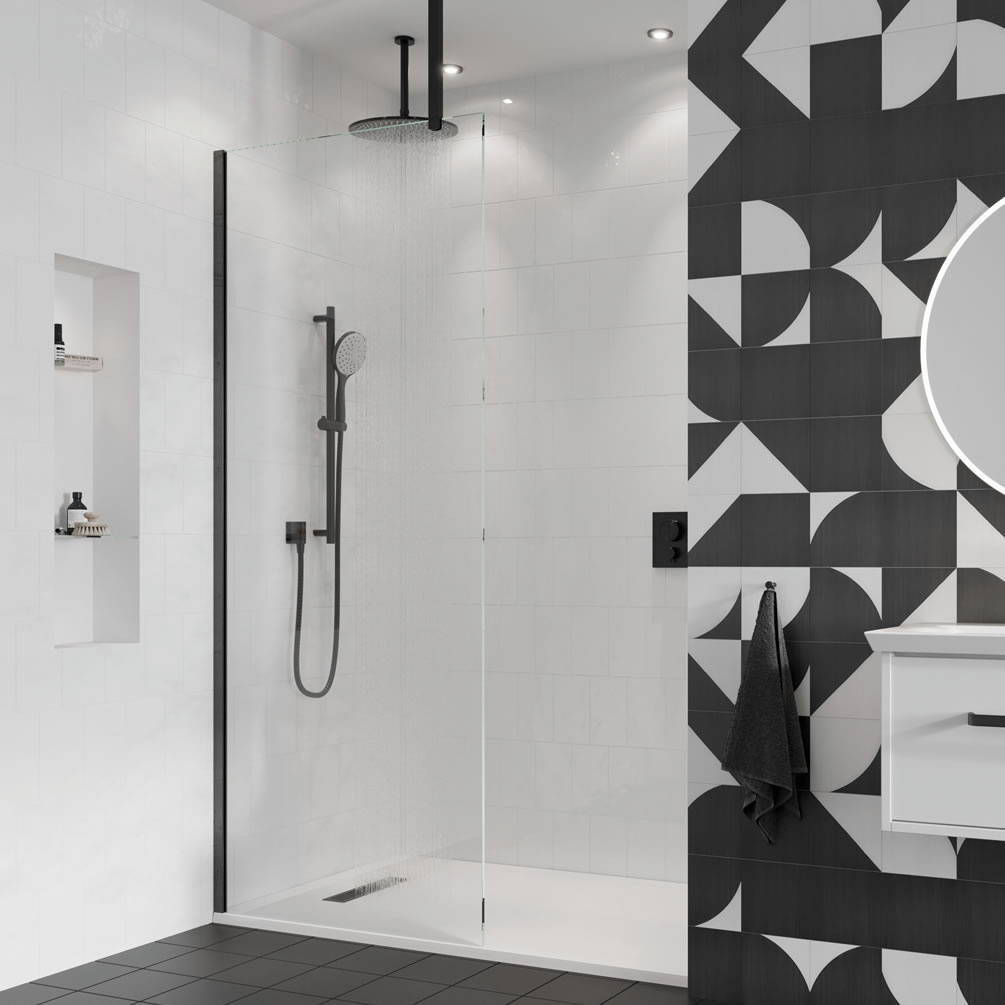 Lifestyle image of Crosswater Gallery 10 Matt Black 800mm Wetroom Screen