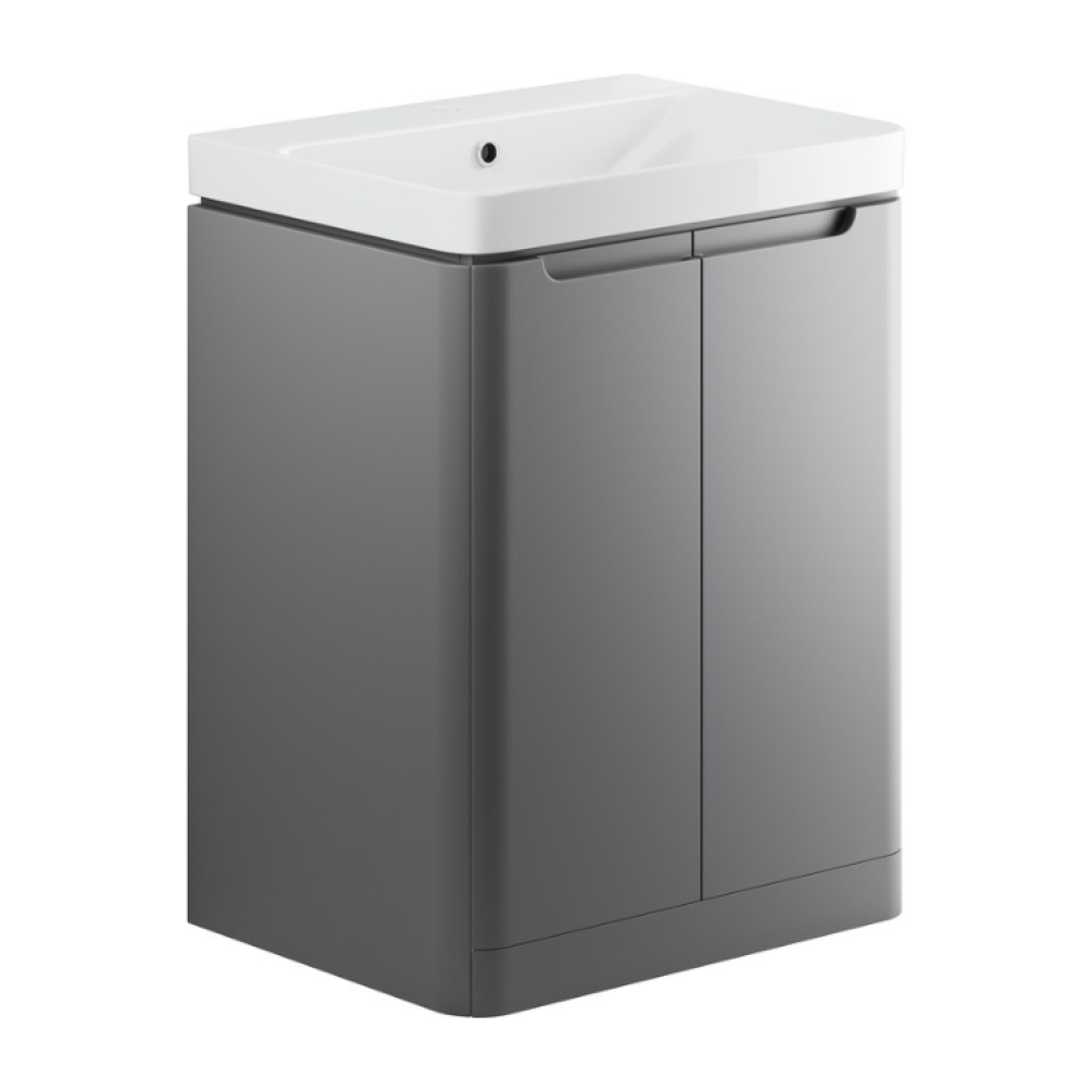 Apex Matt Grey 2 Door Floorstanding Vanity Unit & Basin