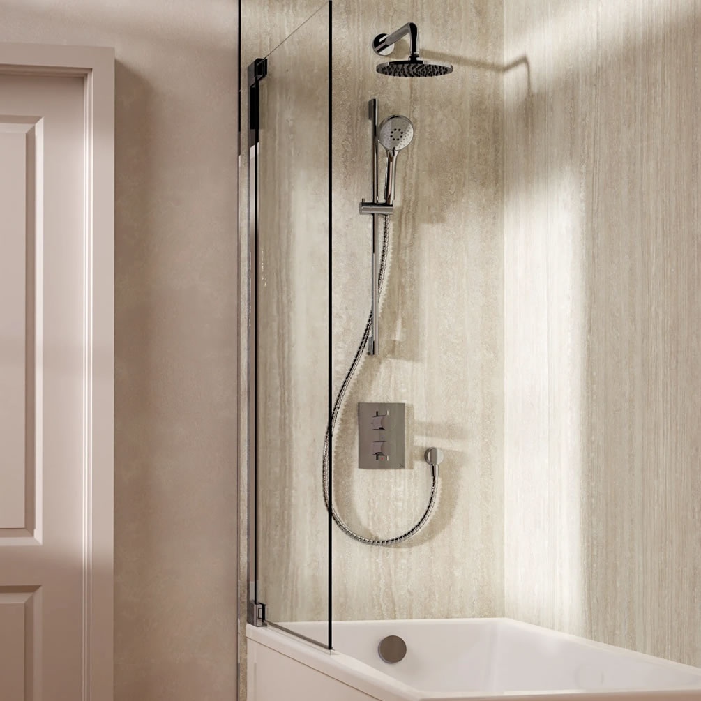 Lifestyle image of Crosswater Crossbox Chrome Triple Outlet Slide Rail Shower Bath Set