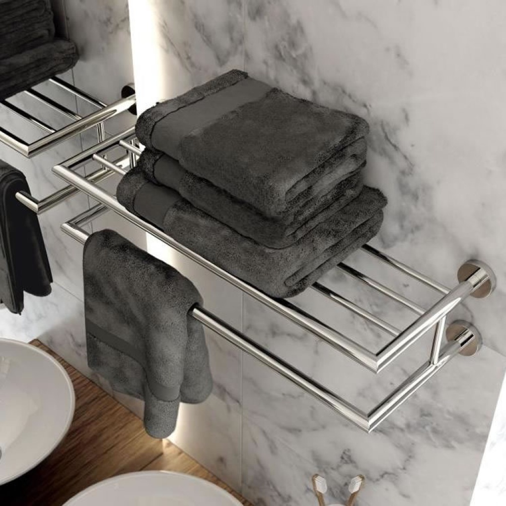 Vado Spa 600mm Towel Shelf with Towel Rail Image 1