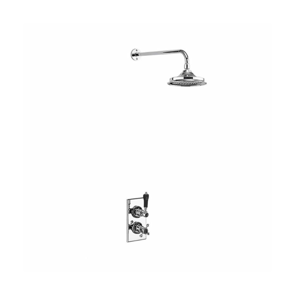 Product Cut out image of the Burlington Trent Chrome Concealed Thermostatic Shower with Black Indices