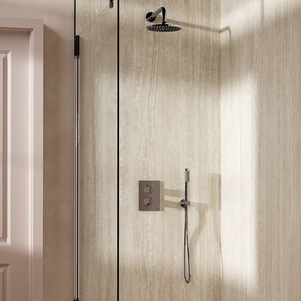 Lifestyle image of Crosswater Crossbox Chrome Dual Outlet Rainfall Shower Set