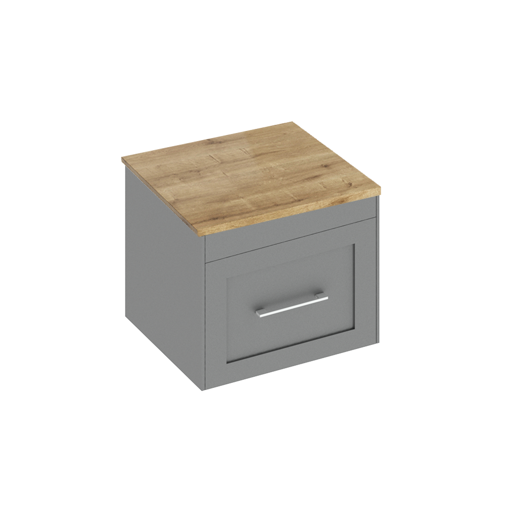 Abacus Concept Sit On Shaker Stone Grey 550mm Vanity Unit - Oak Countertop