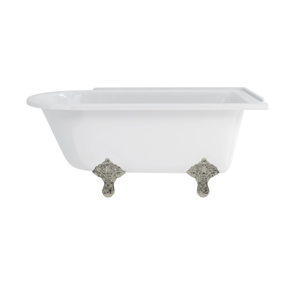 product cut out image of burlington hampton 1500 right hand shower bath with nickel traditional feet