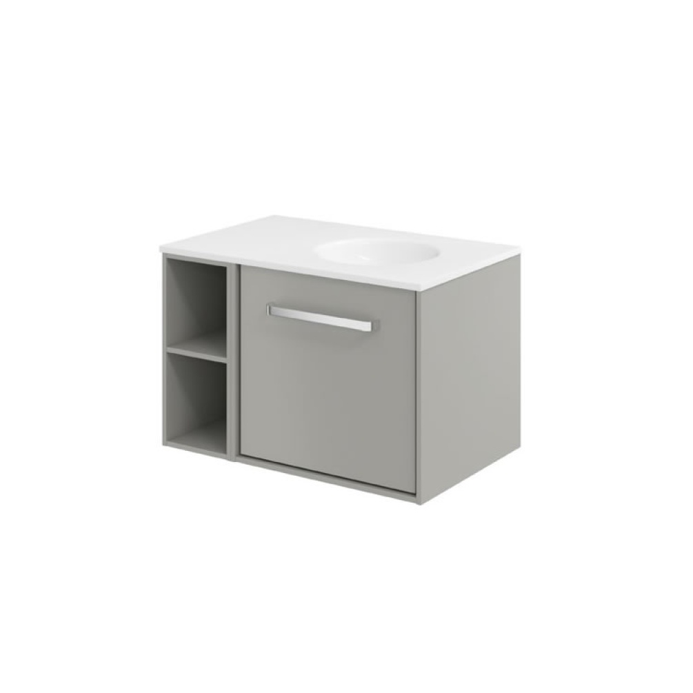Cutout image of Crosswater Infinity 700mm Storm Grey Wall-Hung Vanity Unit & Right-Handed Basin