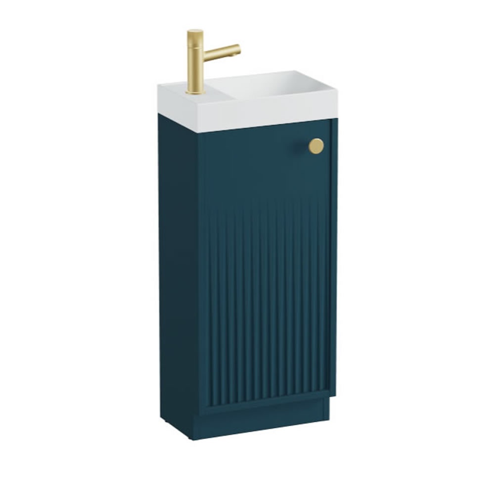Vado Safari Fluted 400mm Atlantic Blue Floor Mounted Vanity Unit & Mineral Basin