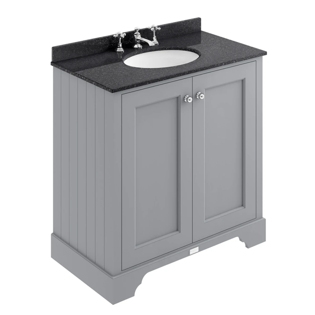 Photo of Bayswater Plummett Grey 800mm 2 Door Vanity Unit & Black Worktop