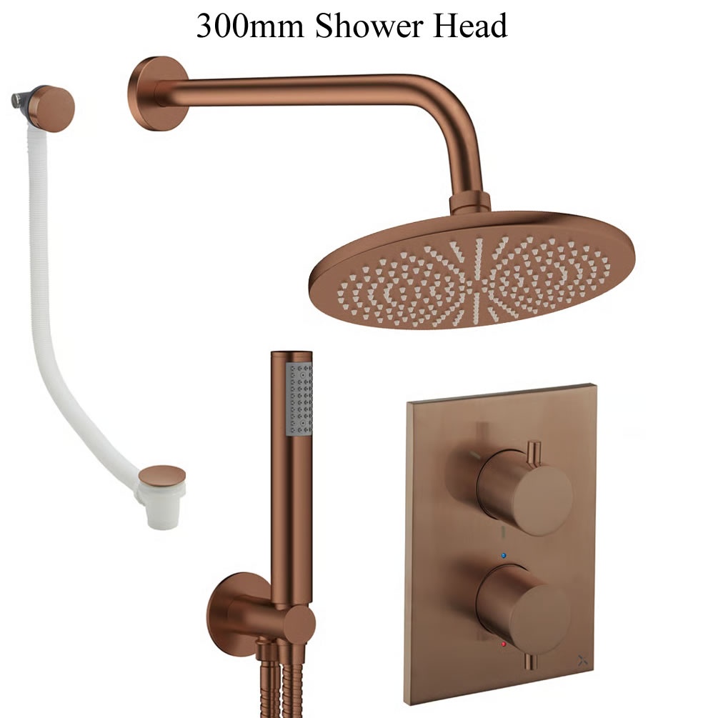 Cutout image of Crosswater Crossbox Brushed Bronze Triple Outlet Shower Bath Set