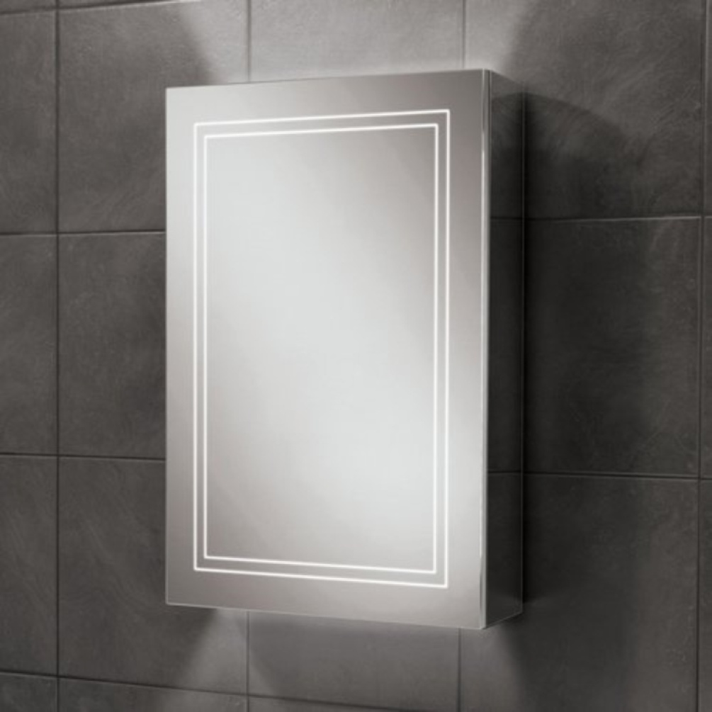 Close up product image of the HIB Edge 500mm LED Mirror Cabinet