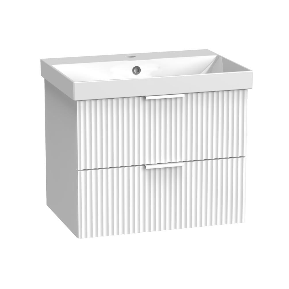 Tavistock Cadence Fluted 600mm Matt White Wall Hung Vanity Unit & Basin