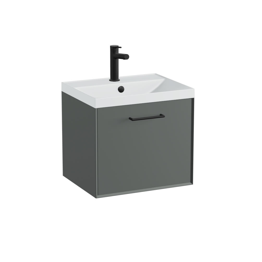 Vado Safari Smooth 500mm Charcoal Grey Wall Hung Vanity Unit & Mineral Basin