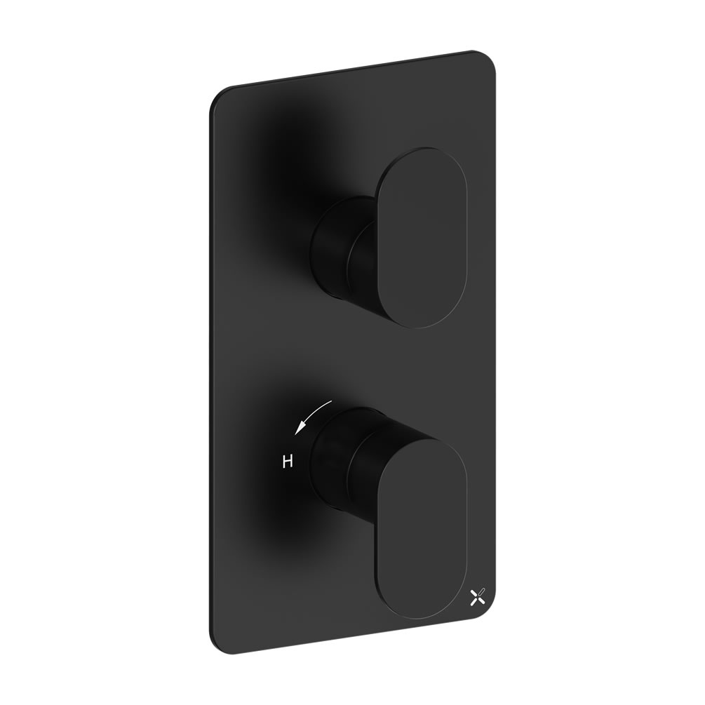 Crosswater Drift Matt Black Thermostatic 1 Outlet 2 Handle Shower Valve