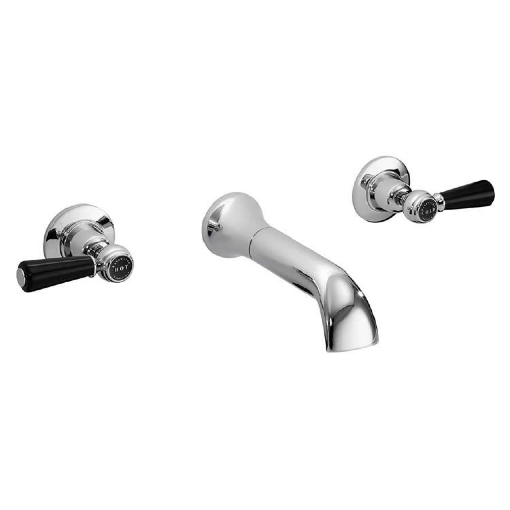 Photo of Bayswater Lever Black & Chrome Wall Mounted Basin Filler