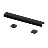 Product cut out image of the Abacus Elements Linear 300mm Matt Black Waste Cover Plate