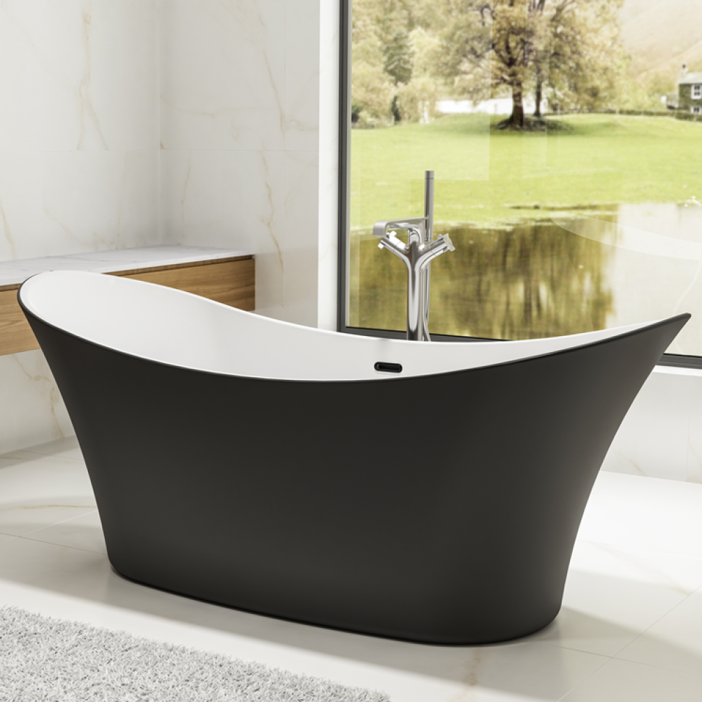 Lifestyle Photo of Charlotte Edwards Harrow Matt Black 1700mm Freestanding Bath 1