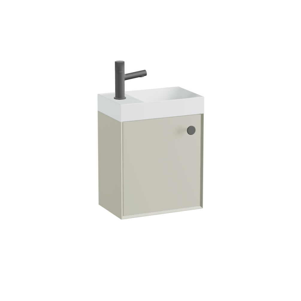 Vado Safari Smooth 400mm Cashmere Vanity Unit & Mineral Basin - Right Pull