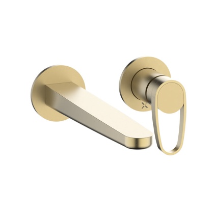 Crosswater Lazo Brushed Brass Wall Mounted Basin 2 Hole Set