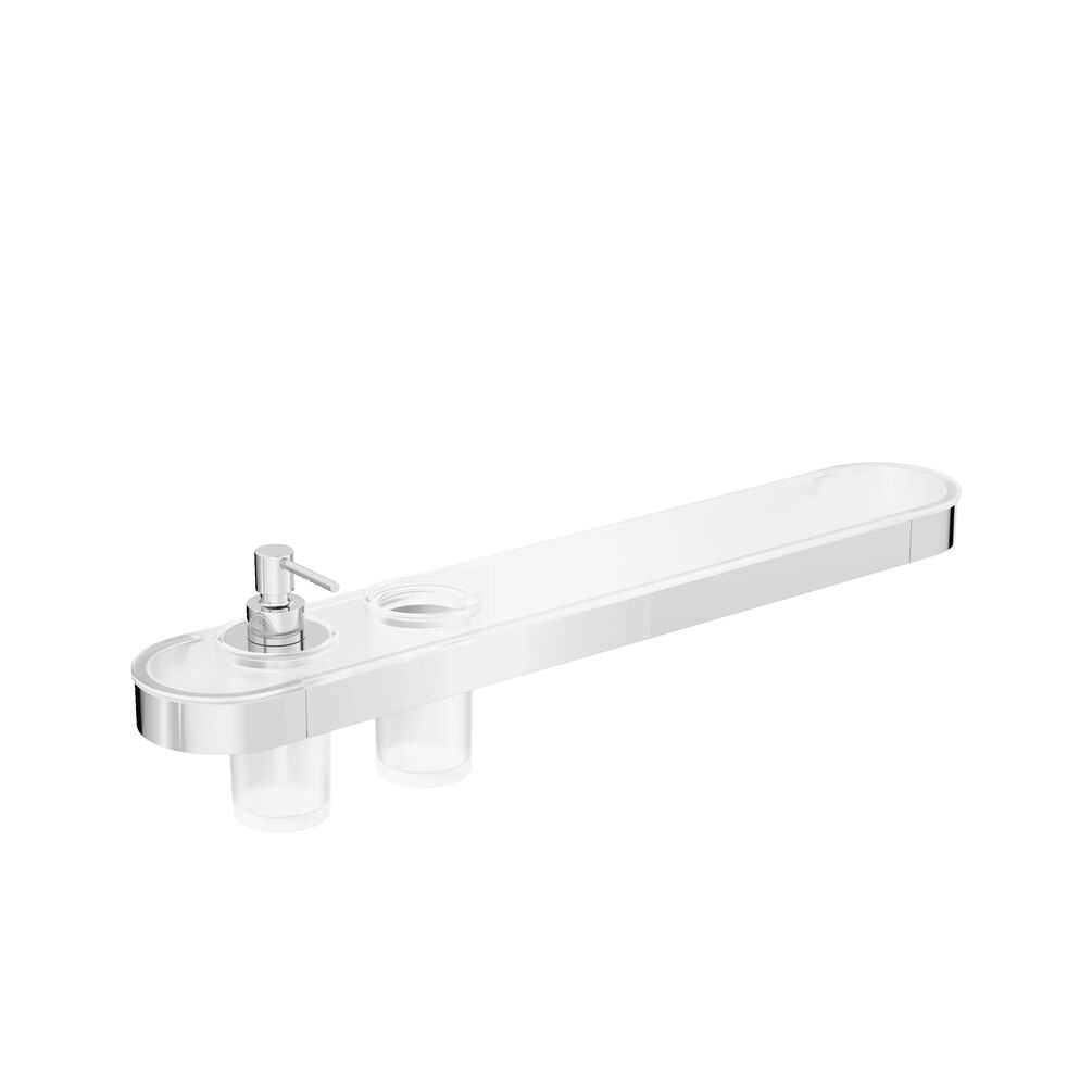 Crosswater Velo Chrome Shelf, Soap Dispenser & Tumbler Holder - Left Hand