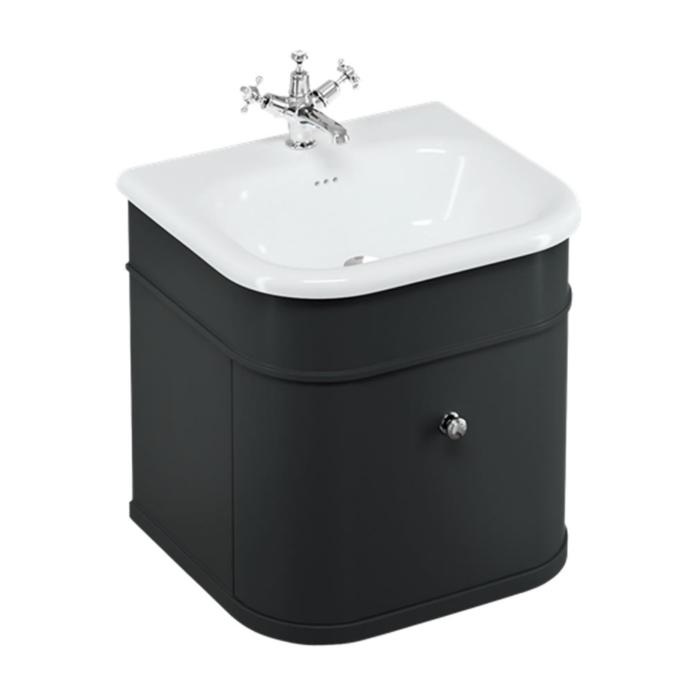Burlington Chalfont 550mm Natural Stone Basin & Matt Black Wall Hung Unit