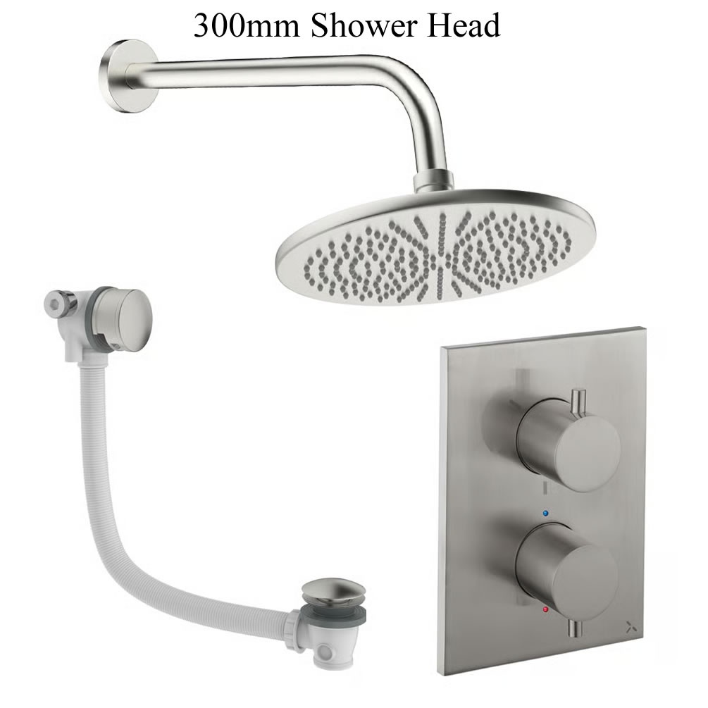 Cutout image of Crosswater Crossbox Brushed Nickel Dual Outlet Shower Bath Set