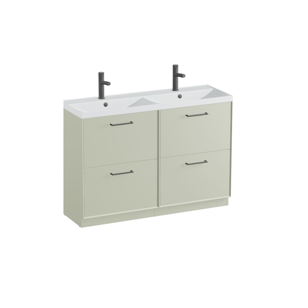 Vado Safari Smooth 1200mm Sage Green Floor Mounted Vanity Unit & Arctic Basin