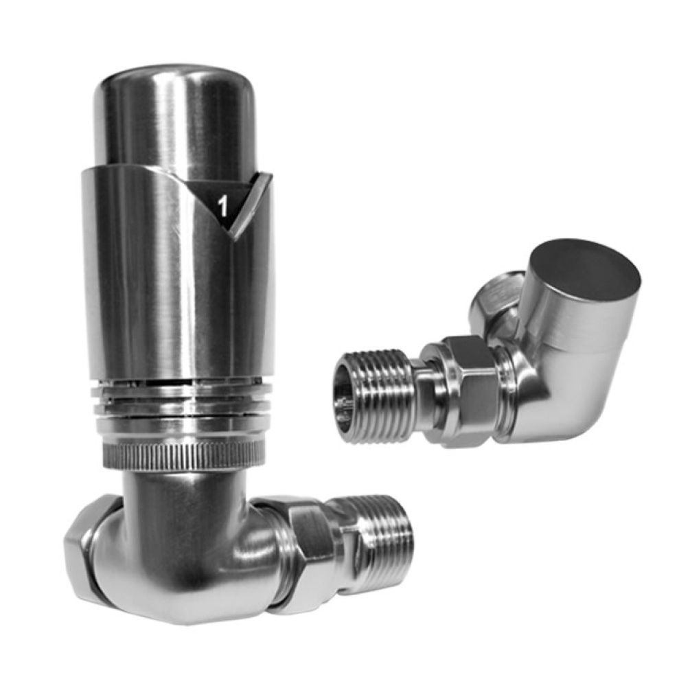 Product Cut out image of the Abacus Ultima Chrome Corner Thermostatic Radiator Valves