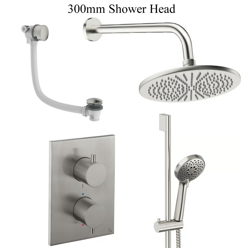 Cutout image of Crosswater Crossbox Brushed Nickel Triple Outlet Slide Rail Shower Bath Set