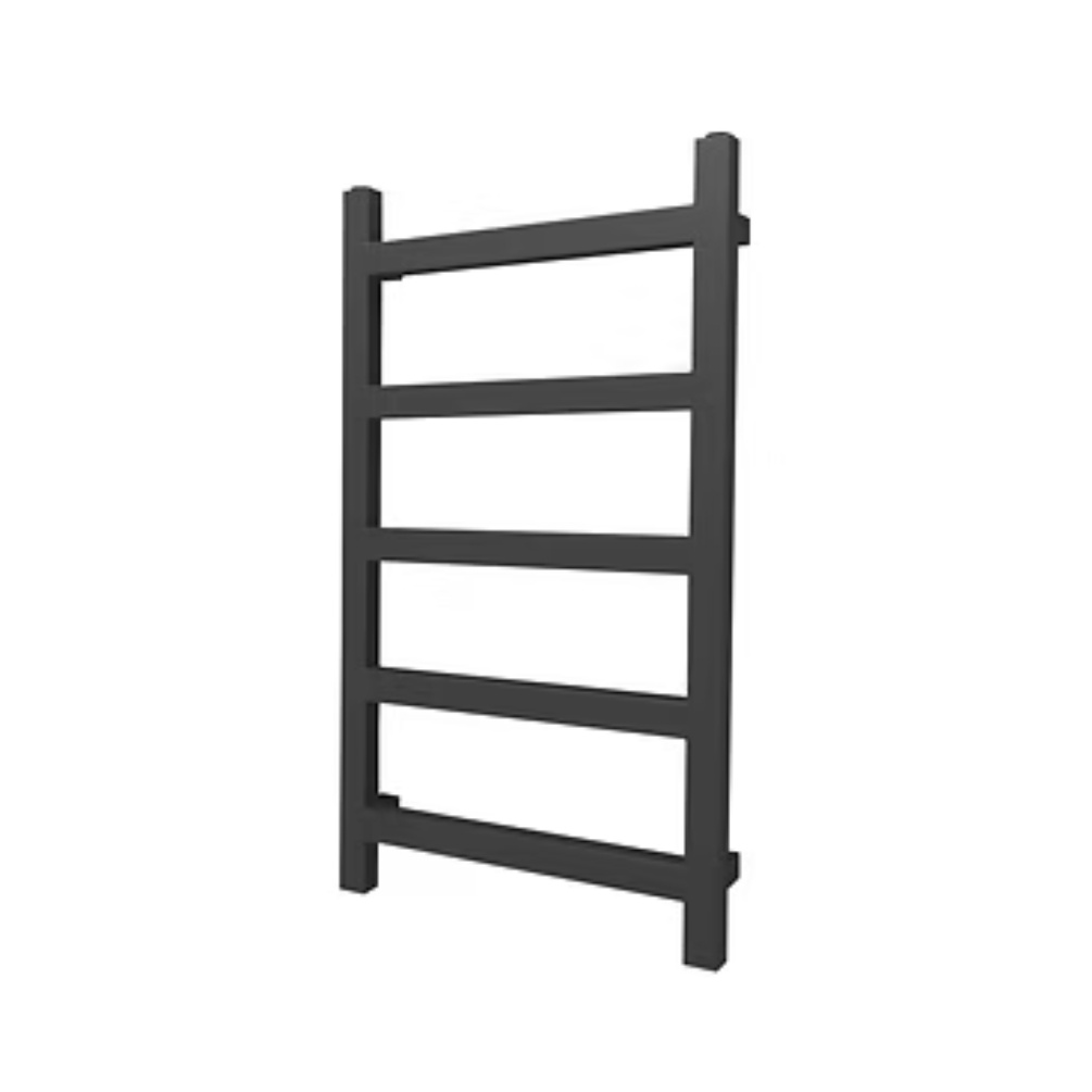 Product cut out image of the Radox Eros 875mm x 500mm Matt Black Heated Towel Rail