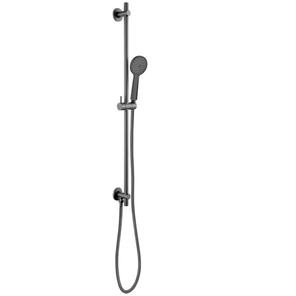 Product Cut out image of the JTP Vos Matt Black Slide Rail Kit with Round Shower Head & Hose