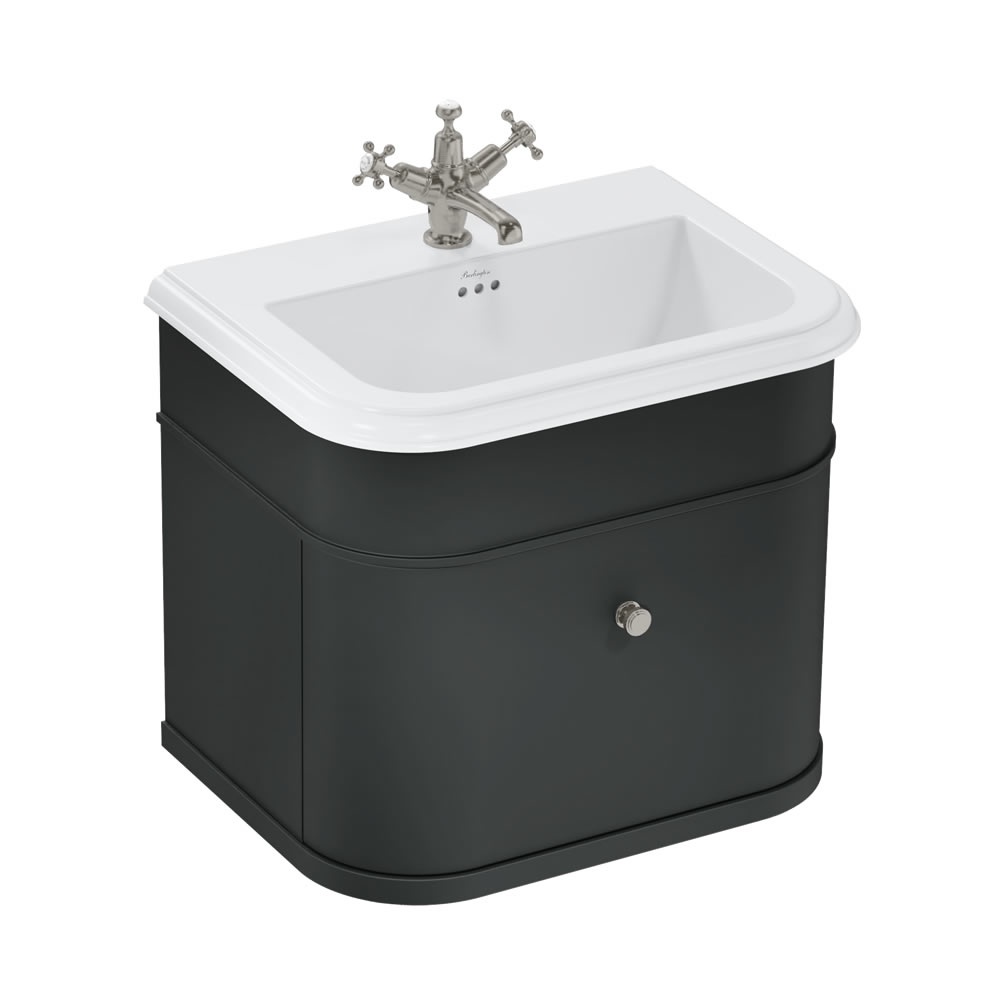 Burlington 650mm Black Vanity Unit With Ceramic Basin - 1 Tap Hole