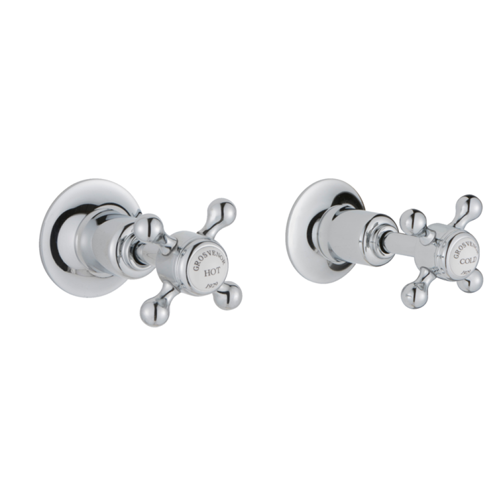 Photo of JTP Grosvenor Cross Chrome Wall Mounted Valves Cutout