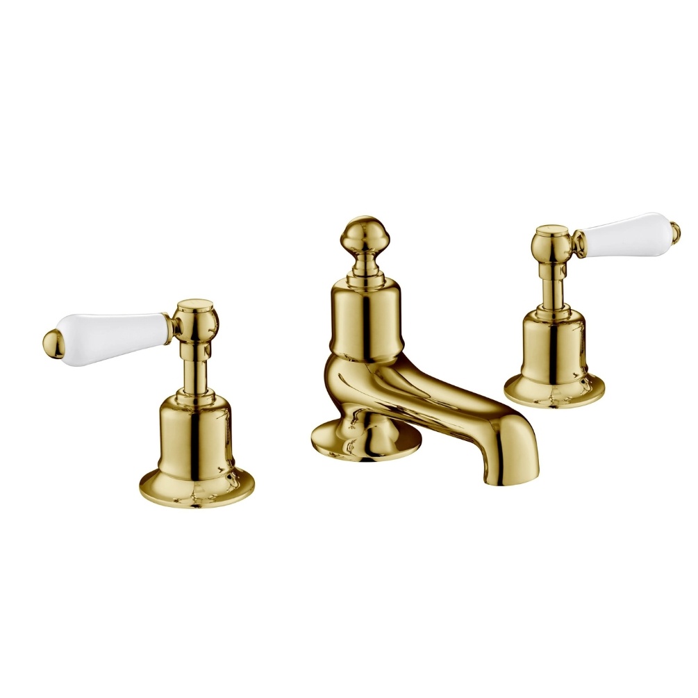 JTP Grosvenor Lever Polished Gold Deck Mounted Bath Filler Cut Out