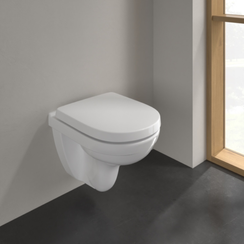 Lifestyle image of Villeroy and Boch O.Novo Compact Wall Hung WC in bathroom