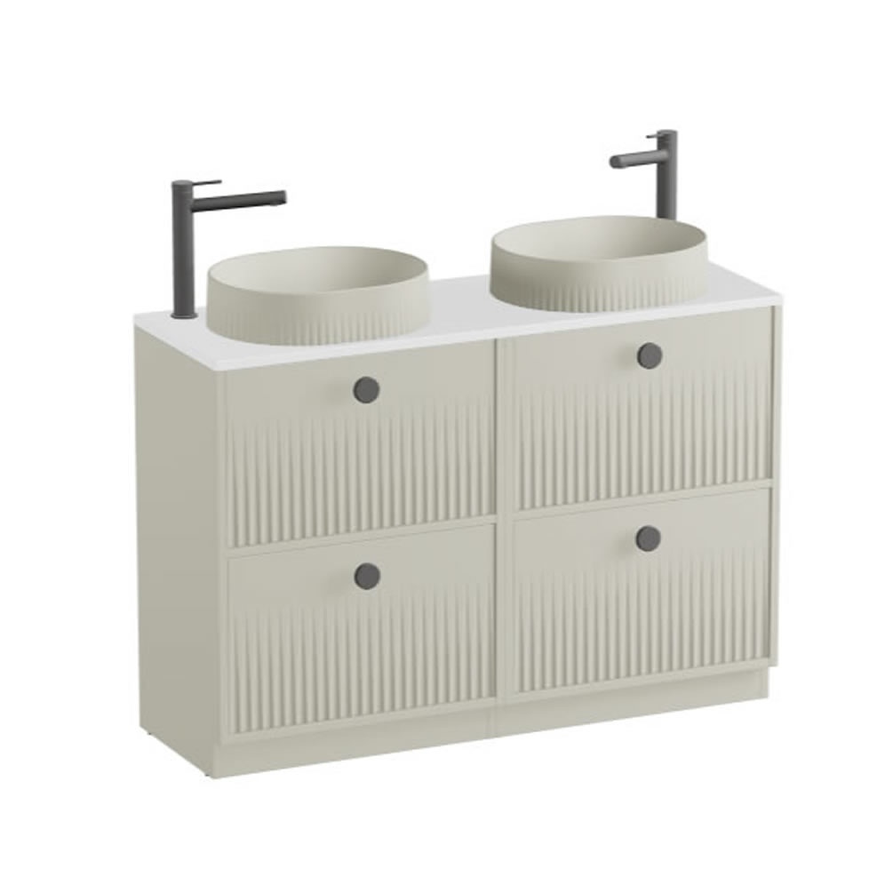 Vado Safari Fluted 1200mm Cashmere Floorstanding Vanity Unit & Gloss Worktop